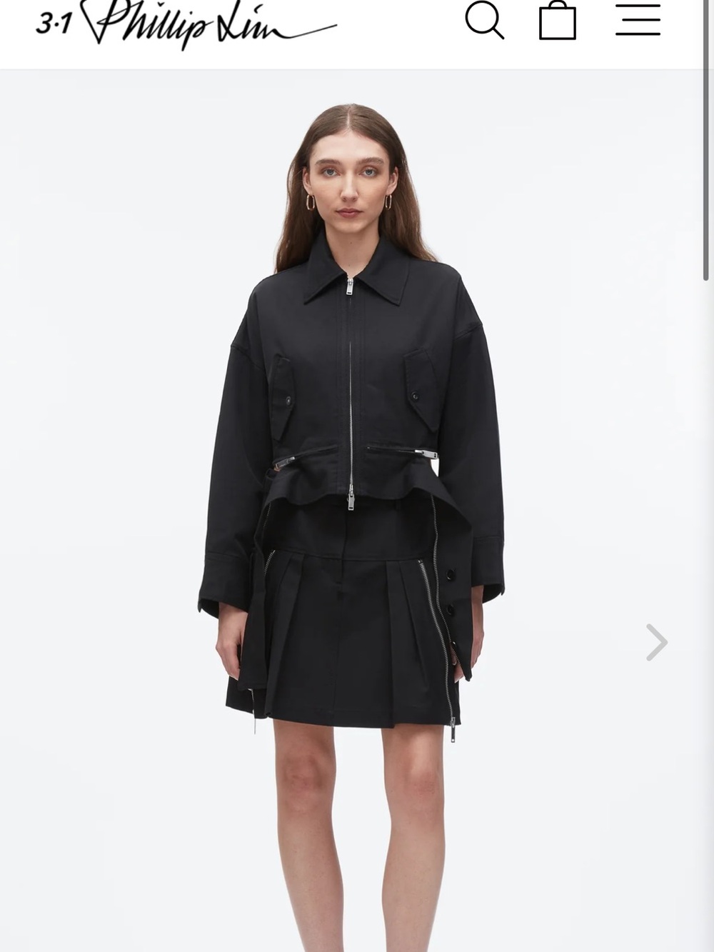 3.1 Phillip Lim Black Cropped Utility Zip Jacket